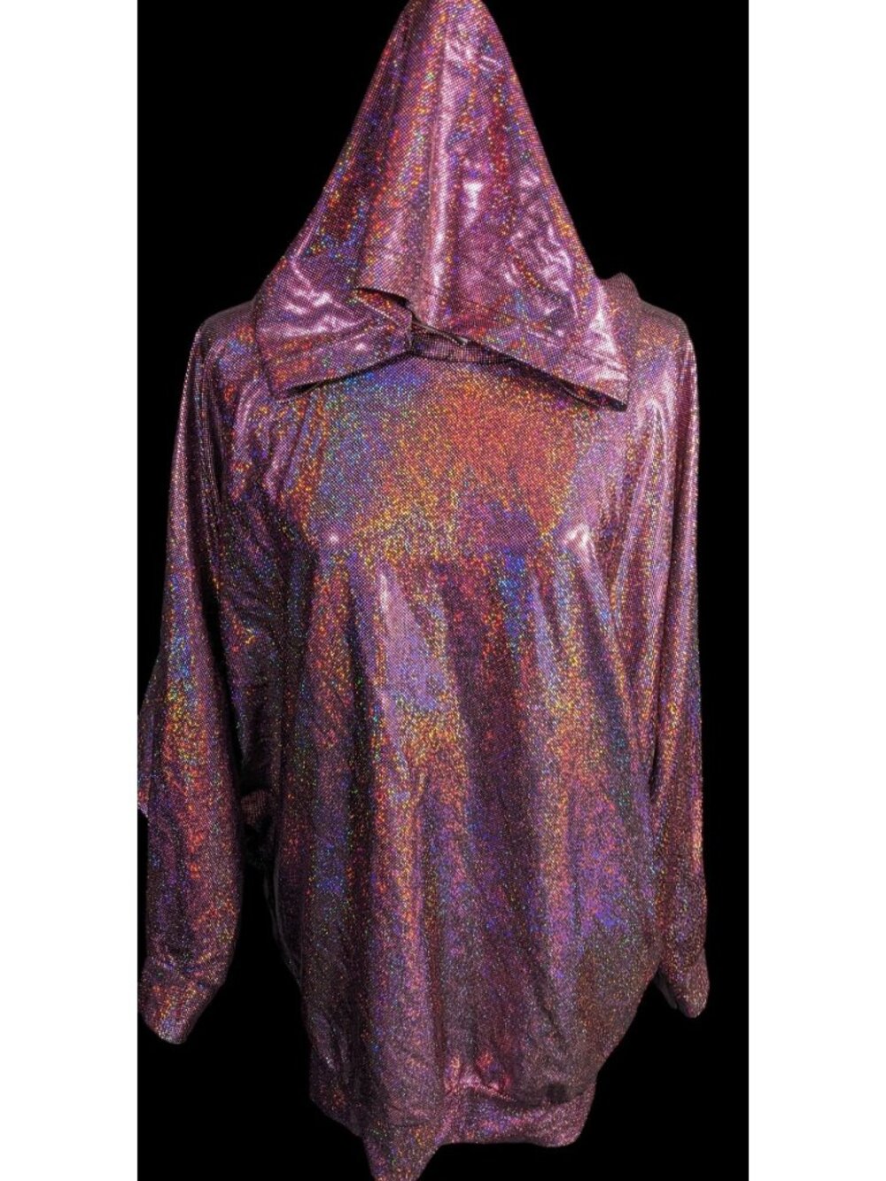 American Apparel Pink Rainbow Prismatic Hooded Poncho With Pockets